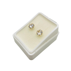 Aretes Broquel con Zirconias Blancas de 6mm Oro 10K - tienda en línea