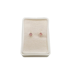 Aretes Broquel Zirconias Rosas 3mm Oro 10K - Perfumería y Regalos Guedale