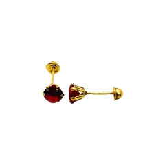 Aretes Broquel Zirconias Rojas 4mm Oro 10K - comprar en línea