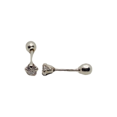 Broquel Zirconia Blanca de 3mm en Oro Blanco 14k - comprar en línea