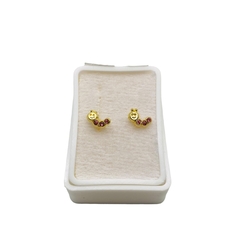 Aretes Broquel en forma de Gusanitos Oro 10K - Perfumería y Regalos Guedale