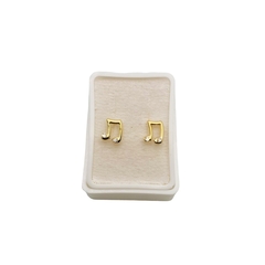 Aretes Broquel Notas Musicales Oro 10K - Perfumería y Regalos Guedale
