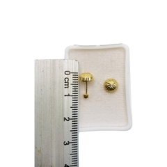 Aretes Broquel Honguitos 6mm Oro 10K #3