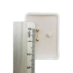 Aretes Broquel con Zirconias Blanca de 2.5mm Oro 10K