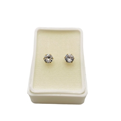 Aretes Broquel con Zirconias Blancas de 5mm Oro 10K - Perfumería y Regalos Guedale