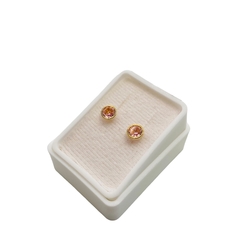Ojitos Bisel con Zirconia Rosa de 5mm en Oro 14K - Perfumería y Regalos Guedale