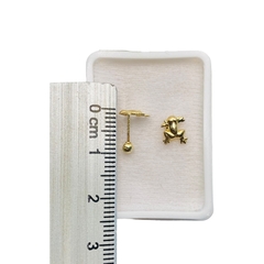 Aretes Broquel en forma de Ranitas Oro 10K