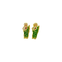 Aretes Broquel San Judas Tadeo esmaltado Oro 10K - comprar en línea