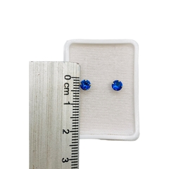 Imagen de Aretes Broquel Zirconias Azules 4mm Oro 10K