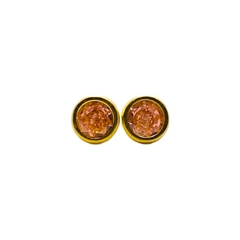 Aretes Broquel Ojitos Bisel Rosa de 4mm Oro 10K en internet