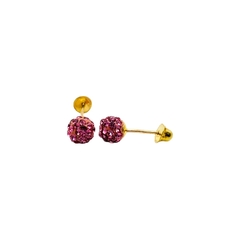 Aretes Broquel Bolas de Fuego Rosas 4mm Oro 10K - comprar en línea