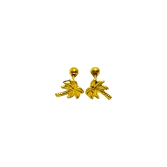 Aretes Broquel en forma de Palmeras Oro 10K