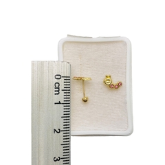 Aretes Broquel en forma de Gusanitos Oro 10K