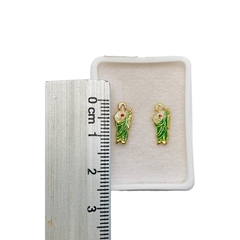 Imagen de Aretes Broquel San Judas Tadeo esmaltado Oro 10K