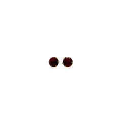 Aretes Broquel Zirconias Rojas 4mm Oro 10K en internet