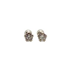Broquel Zirconia Blanca de 3mm en Oro Blanco 14k en internet