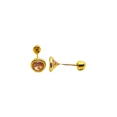 Aretes Broquel Ojitos Bisel Rosa de 4mm Oro 10K - comprar en línea
