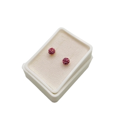 Aretes Broquel Bolas de Fuego Rosas 4mm Oro 10K - tienda en línea
