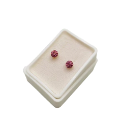 Aretes Broquel Bolas de Fuego Rosas 4mm Oro 10K - tienda en línea