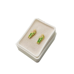Aretes Broquel San Judas Tadeo esmaltado Oro 10K - tienda en línea