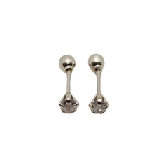 Broquel Zirconia Blanca de 3mm en Oro Blanco 14k