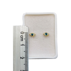 Imagen de Aretes Broquel Ojos Verdes Oro 10K