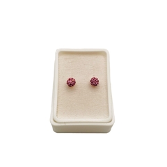 Aretes Broquel Bolas de Fuego Rosas 4mm Oro 10K - Perfumería y Regalos Guedale