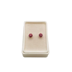 Aretes Broquel Bolas de Fuego Rosas 4mm Oro 10K - Perfumería y Regalos Guedale