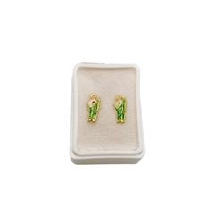 Aretes Broquel San Judas Tadeo esmaltado Oro 10K - Perfumería y Regalos Guedale