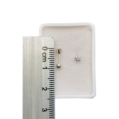 Broquel Zirconia Blanca de 3mm en Oro Blanco 14k