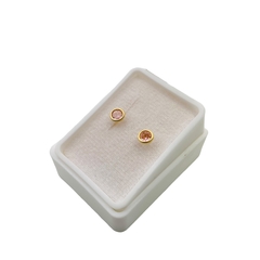 Aretes Broquel Ojitos Bisel Rosa de 4mm Oro 10K - tienda en línea