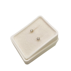 Broquel Zirconia Blanca de 3mm en Oro Blanco 14k - tienda en línea