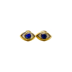 Aretes Broquel Ojos Azules Oro 10K - comprar en línea