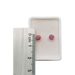 Imagen de Aretes Broquel Bolas de Fuego Rosas 4mm Oro 10K