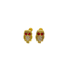 Aretes Broquel de Búhos en Oro 10K