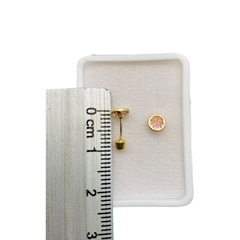 Aretes Broquel Ojitos Bisel Rosa de 4mm Oro 10K