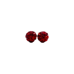 Aretes Broquel Bolas de Fuego Rojas 4mm Oro 10K en internet
