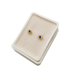 Aretes Broquel Ojos Azules Oro 10K - tienda en línea