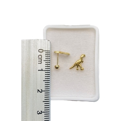 Aretes Broquel Dinosaurio Oro 10K