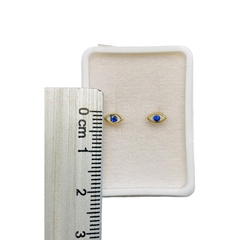 Imagen de Aretes Broquel Ojos Azules Oro 10K