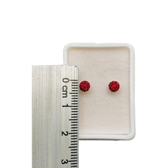 Imagen de Aretes Broquel Bolas de Fuego Rojas 4mm Oro 10K