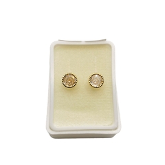 Aretes Broquel Ojitos Bisel Zirconia Blanca de 6mm Oro 10M - Perfumería y Regalos Guedale