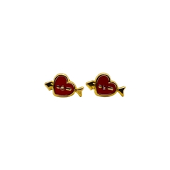 Aretes Broquel Corazón Rojo con Flecha Oro 10K en internet