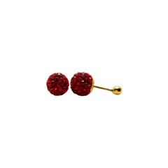 Aretes Broquel Bolas de Fuego Rojas Grande Oro 10K - comprar en línea