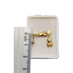 Imagen de Aretes Broquel Ositos Colgantes Oro Florentino 10K