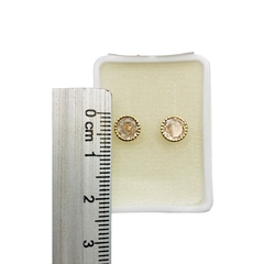 Imagen de Aretes Broquel Ojitos Bisel Zirconia Blanca de 6mm Oro 10M