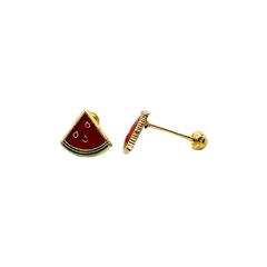 Aretes Broquel Sandía esmaltada Oro 10K - comprar en línea