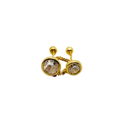 Aretes Broquel 2 Biseles con Cadena Oro 10K