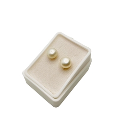Aretes Broquel Base con Perla en Oro de 10K - tienda en línea