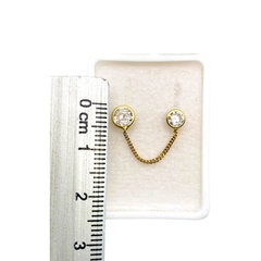 Imagen de Aretes Broquel 2 Biseles con Cadena Oro 10K